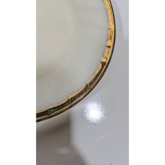 Fire-King Oven Ware Cream Oval Glass Serving Platter With Gold Trim Vintage - Picture 4 of 12